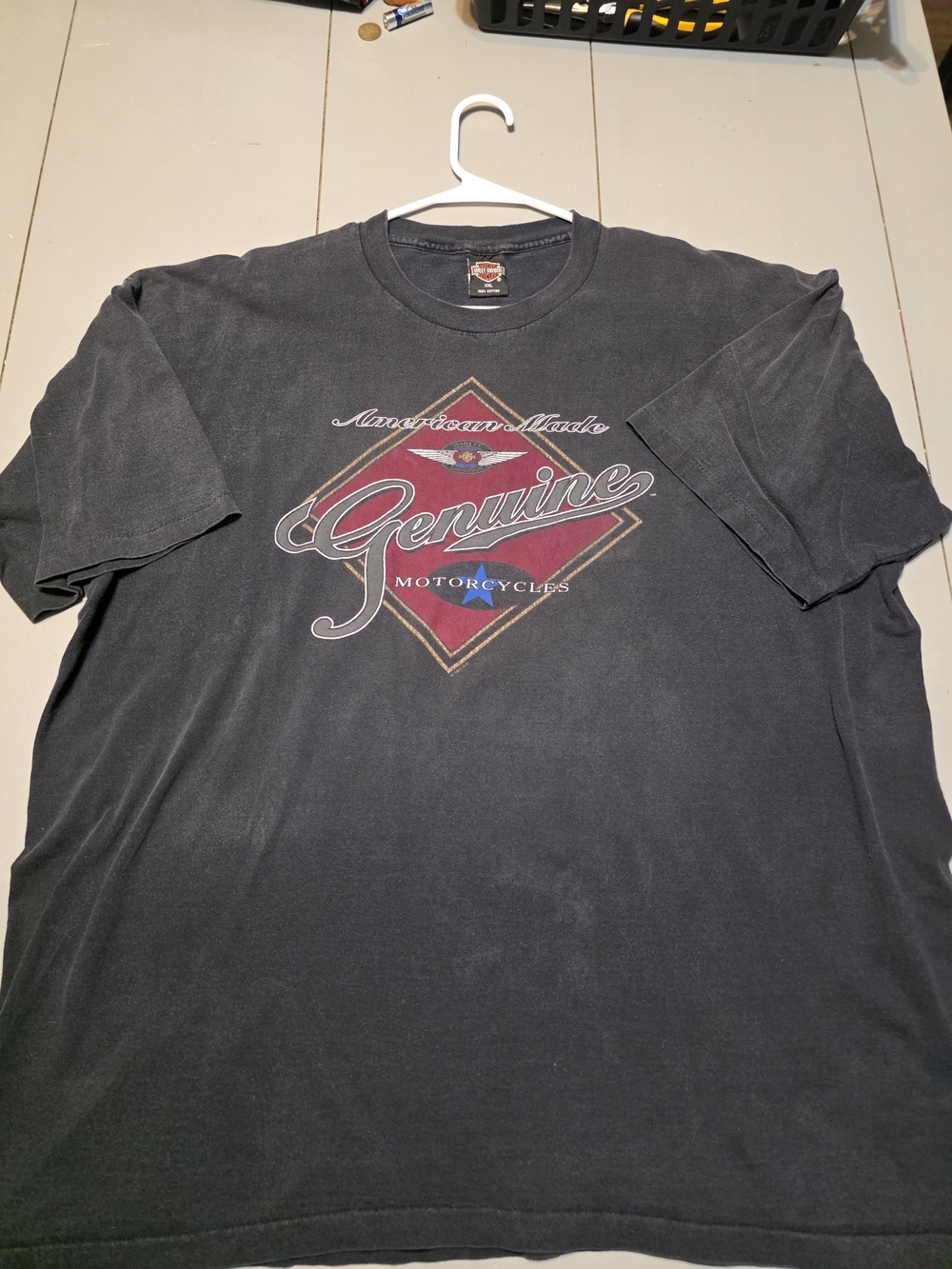 Harley-Davidson Black Tee with Red and Blue Graphic